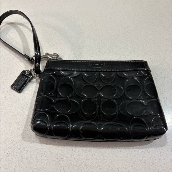 Coach Black Embossed Wristlet - Picture 2 of 3